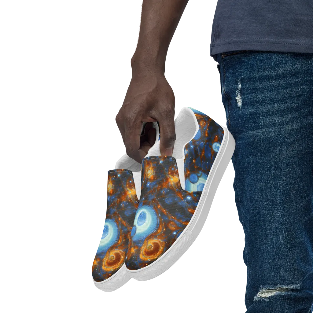 Azure Event Horizon on Men's Slip-On Canvas Shoes — Left Front