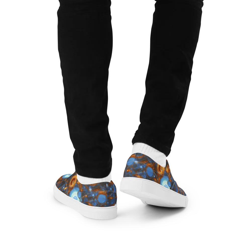 Azure Event Horizon on Men's Lace-Up Canvas Shoes — Back