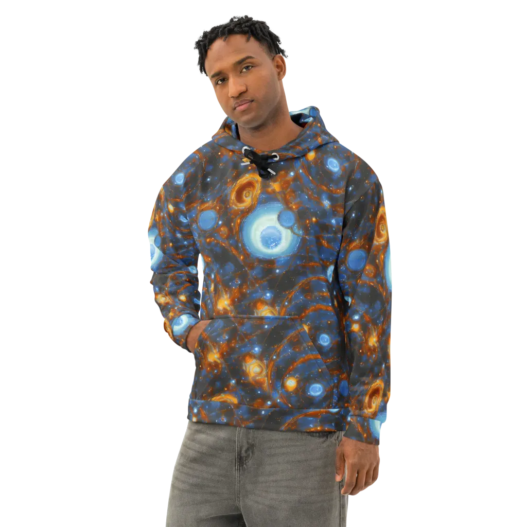 Azure Event Horizon on Cotton Hoodie — Left Front