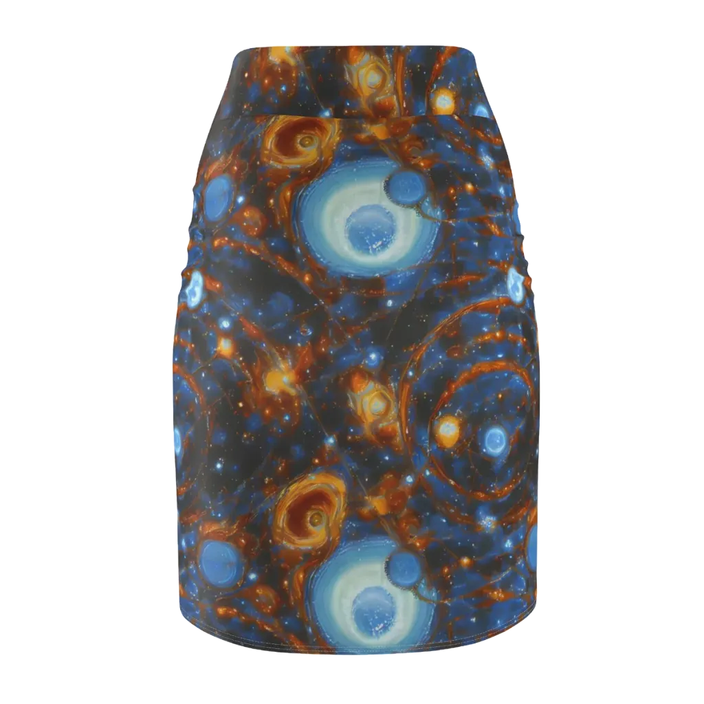 Azure Event Horizon on Pencil Skirt — Back