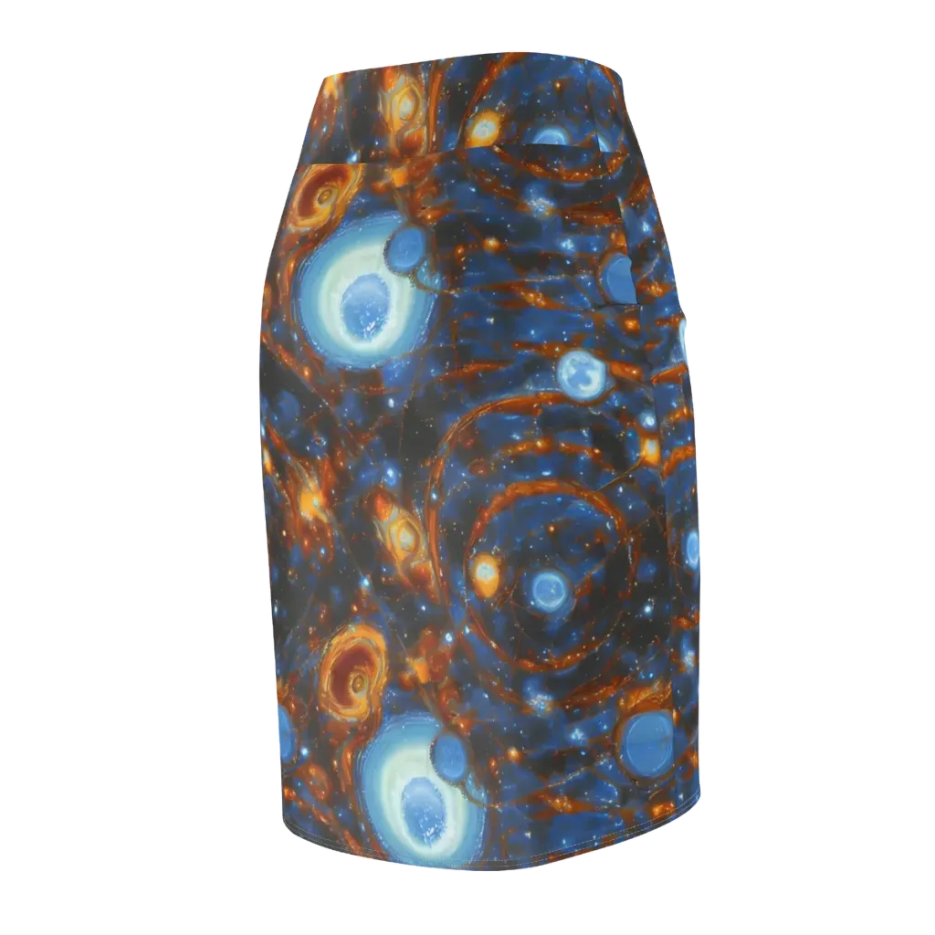 Azure Event Horizon on Pencil Skirt — Back Side