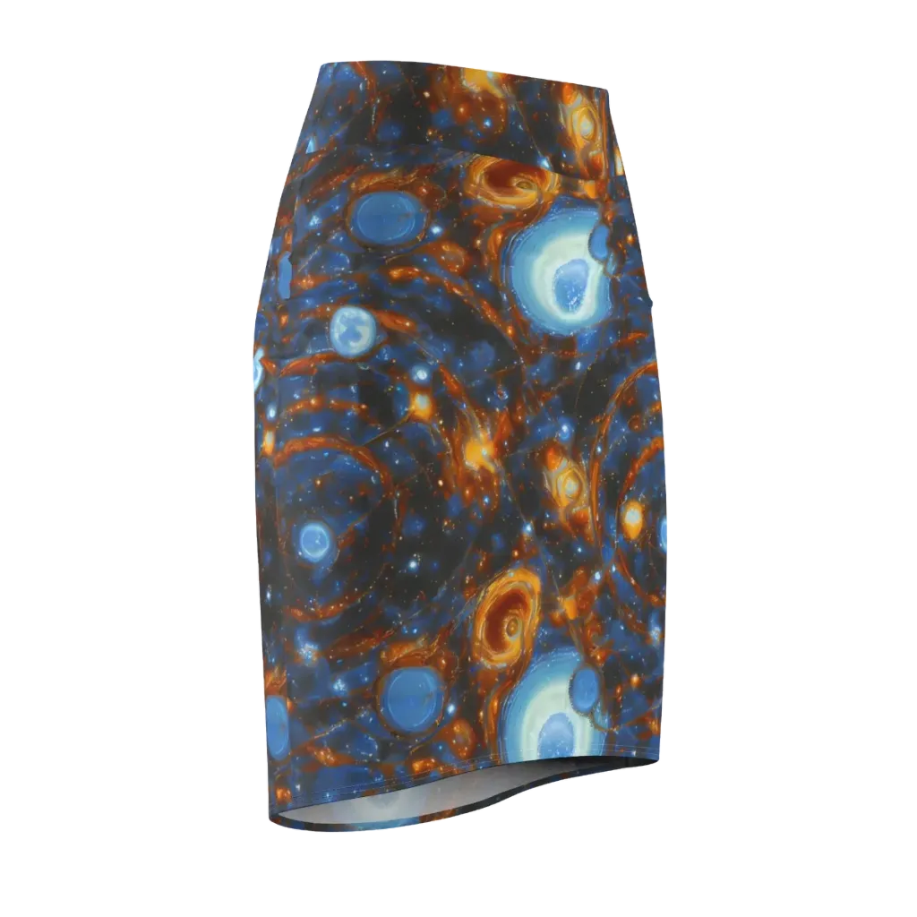 Azure Event Horizon on Pencil Skirt — Front Side