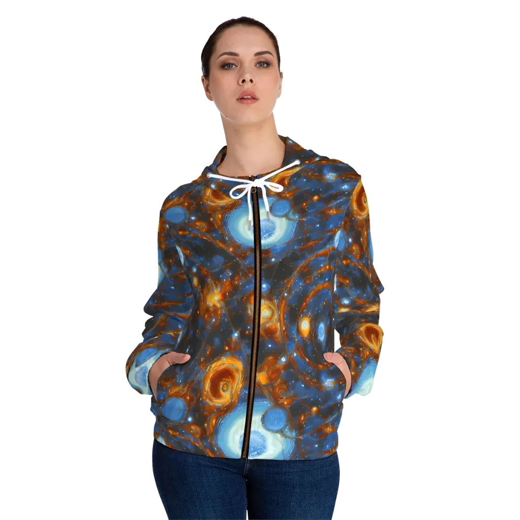 Azure Event Horizon on Women's Full-Zip Hoodie — Front On Person