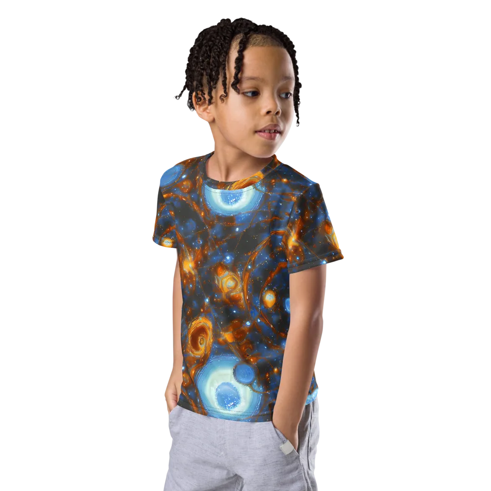 Azure Event Horizon on Kids Crew Neck T-Shirt — Left Front