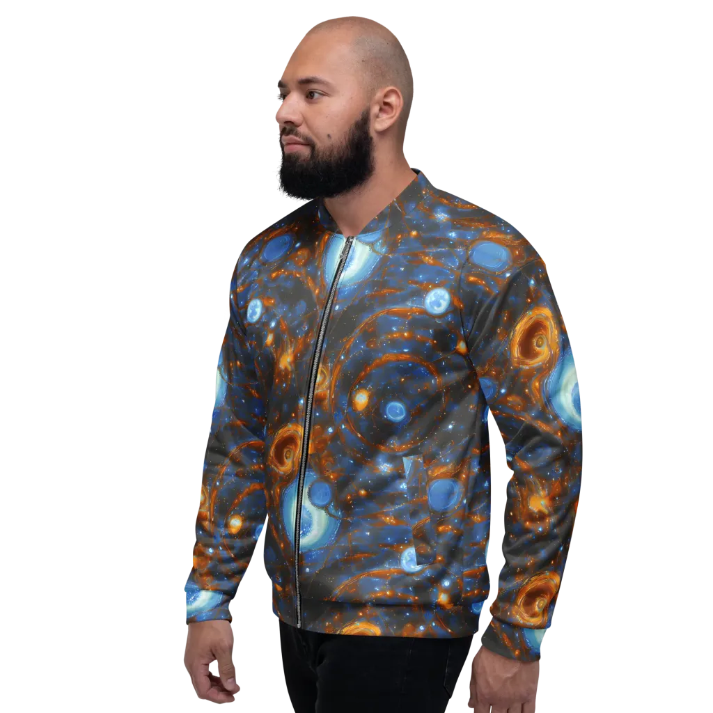 Azure Event Horizon on Bomber Jacket — Left
