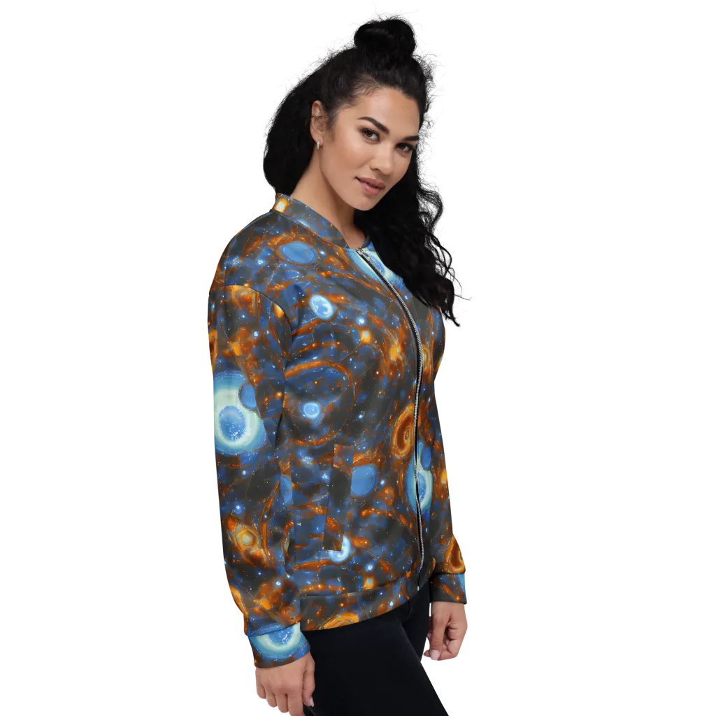 Azure Event Horizon on Bomber Jacket — Right