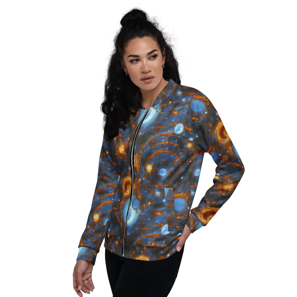 Azure Event Horizon on Bomber Jacket — Left