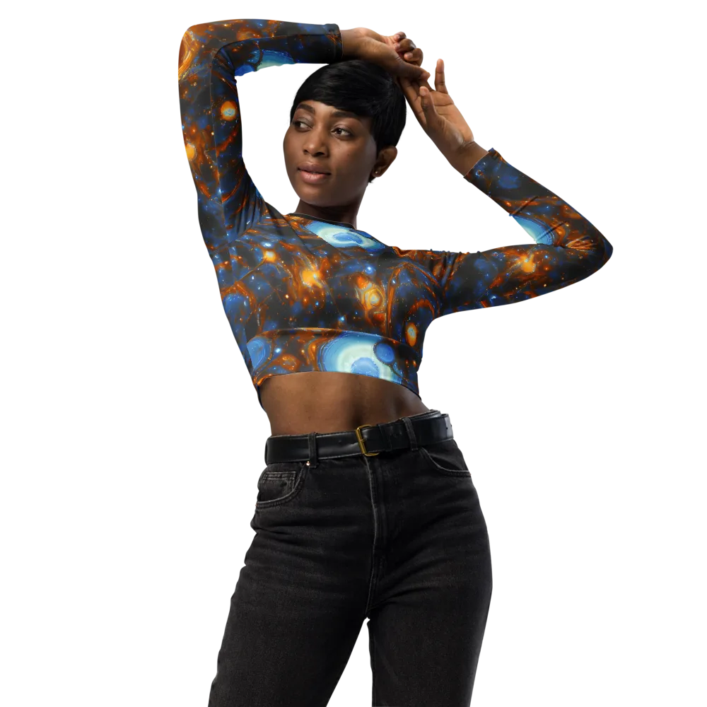 Azure Event Horizon on Long Sleeve Crop Top — Front
