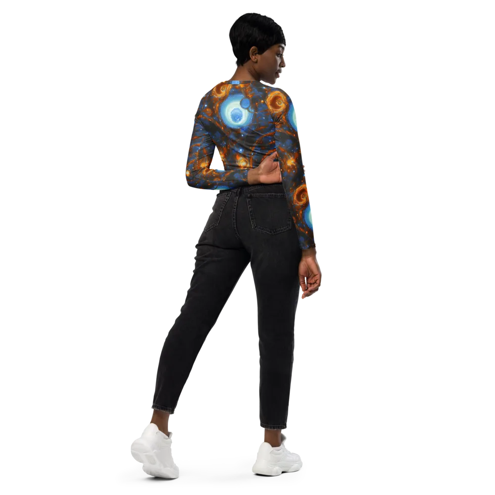 Azure Event Horizon on Long Sleeve Crop Top — Right Back