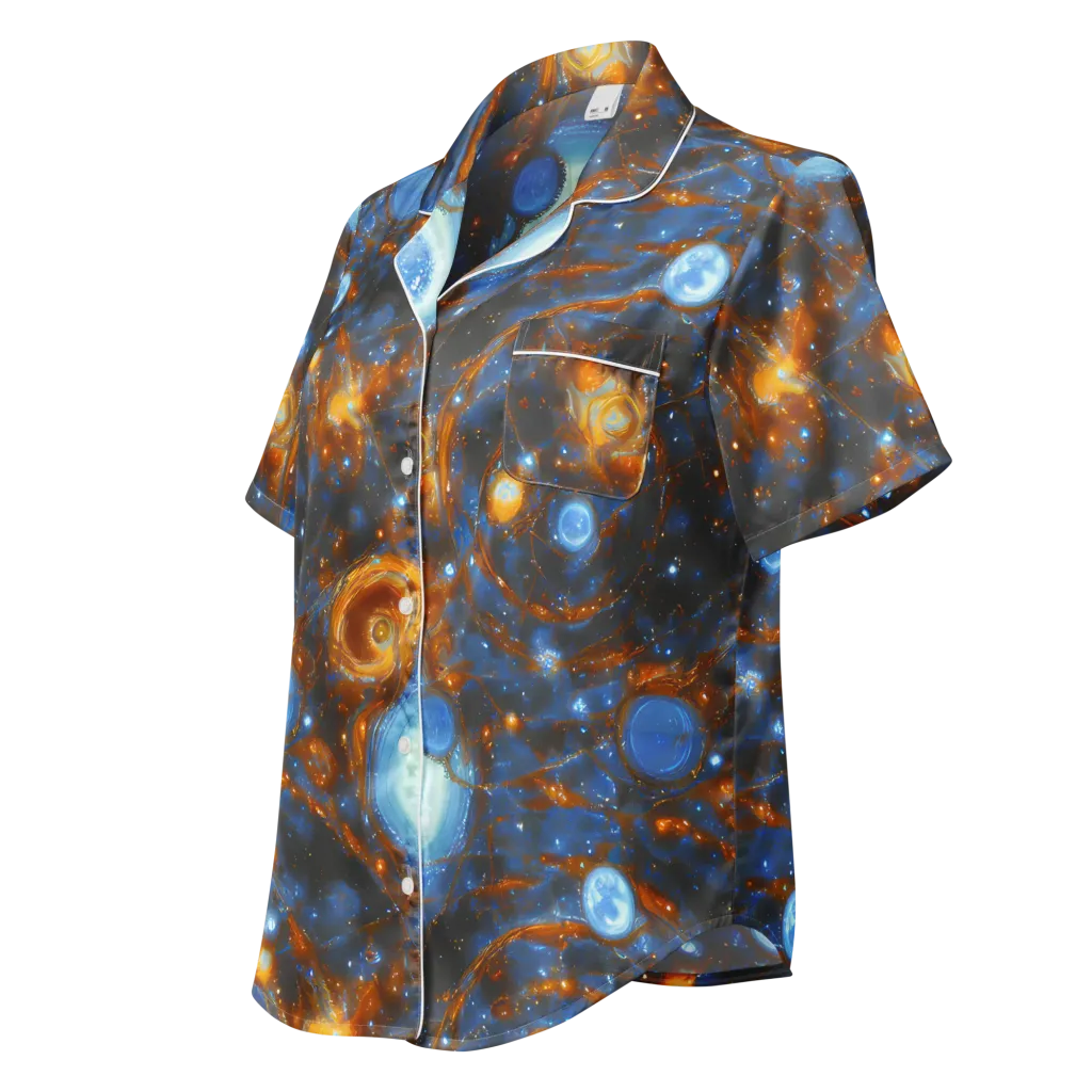 Azure Event Horizon on Women's Short Sleeve Pajama Top — Left Front