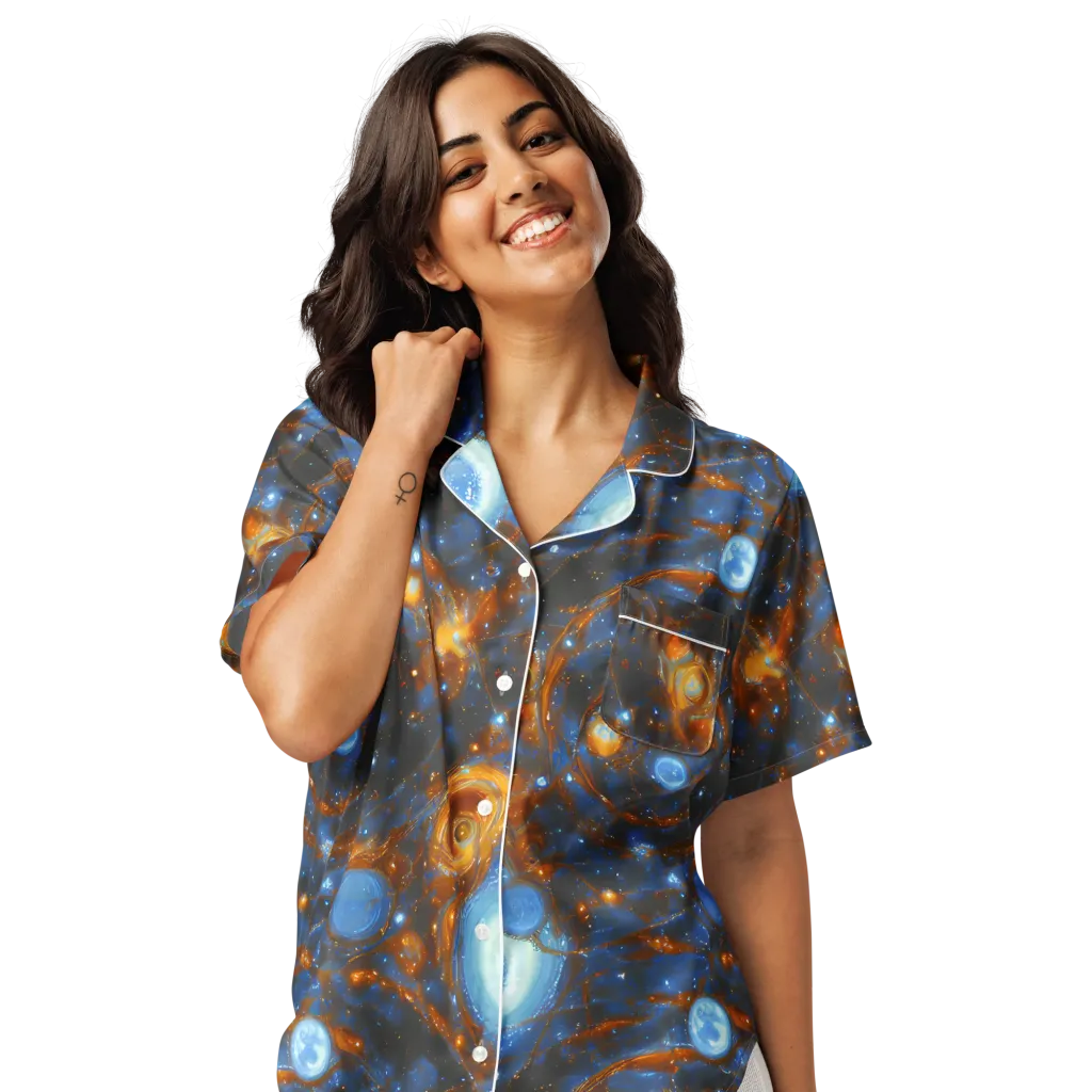 Azure Event Horizon on Women's Short Sleeve Pajama Top — Front