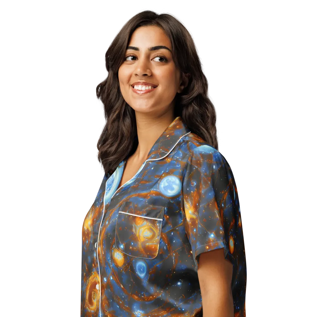 Azure Event Horizon on Women's Short Sleeve Pajama Top — Left Front