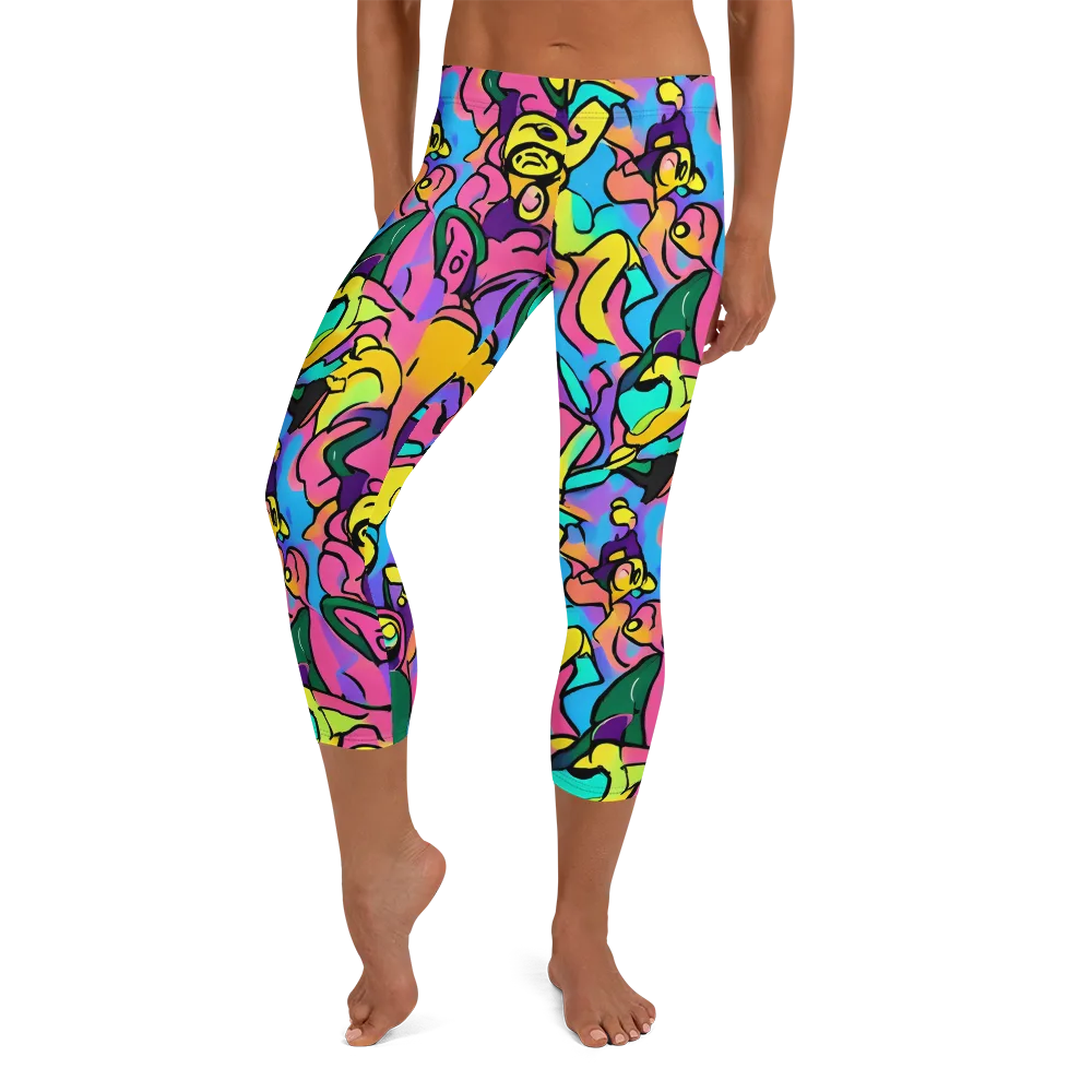 Chromatic Mischief on Capri Leggings — Front
