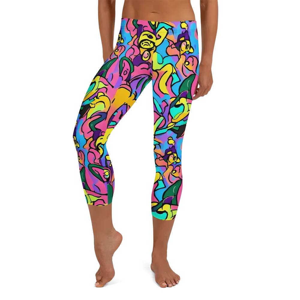 Chromatic Mischief on Capri Leggings — Front