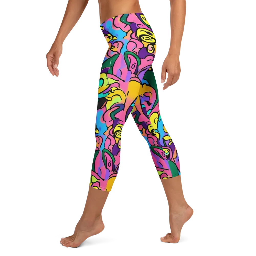 Chromatic Mischief on Capri Leggings — Left