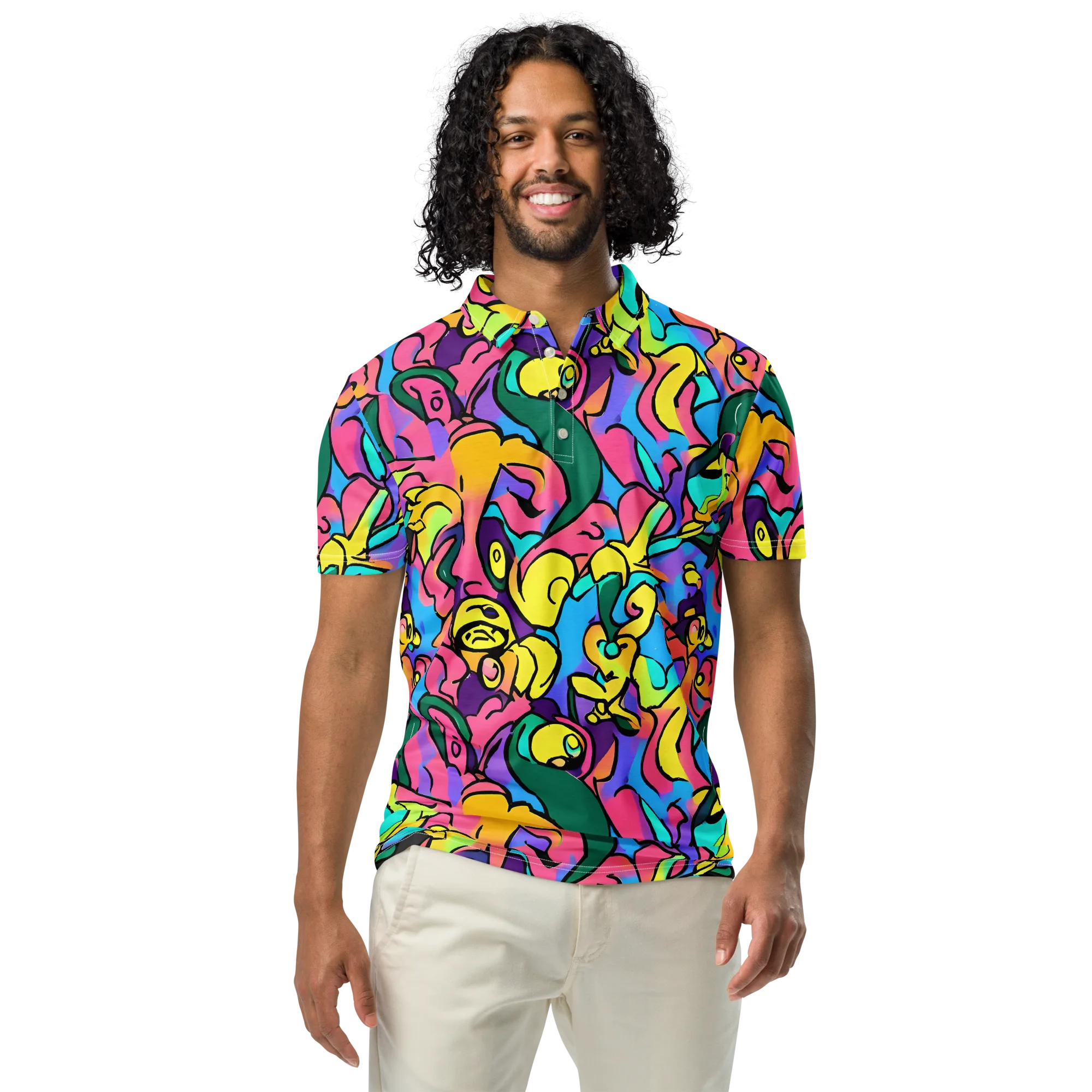 Chromatic Mischief on Men's Slim Fit Polo Shirt — Front
