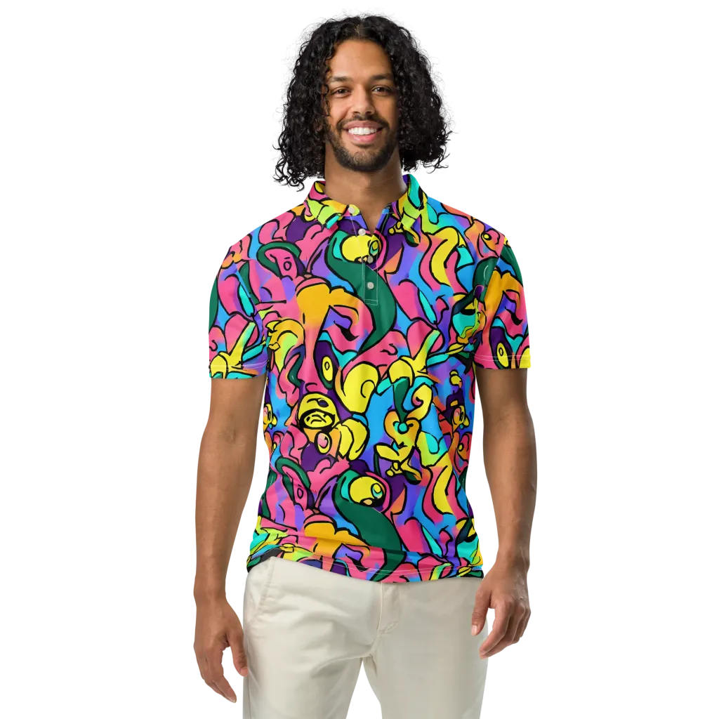 Chromatic Mischief on Men's Slim Fit Polo Shirt — Front