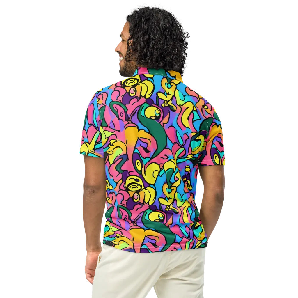 Chromatic Mischief on Men's Slim Fit Polo Shirt — Back