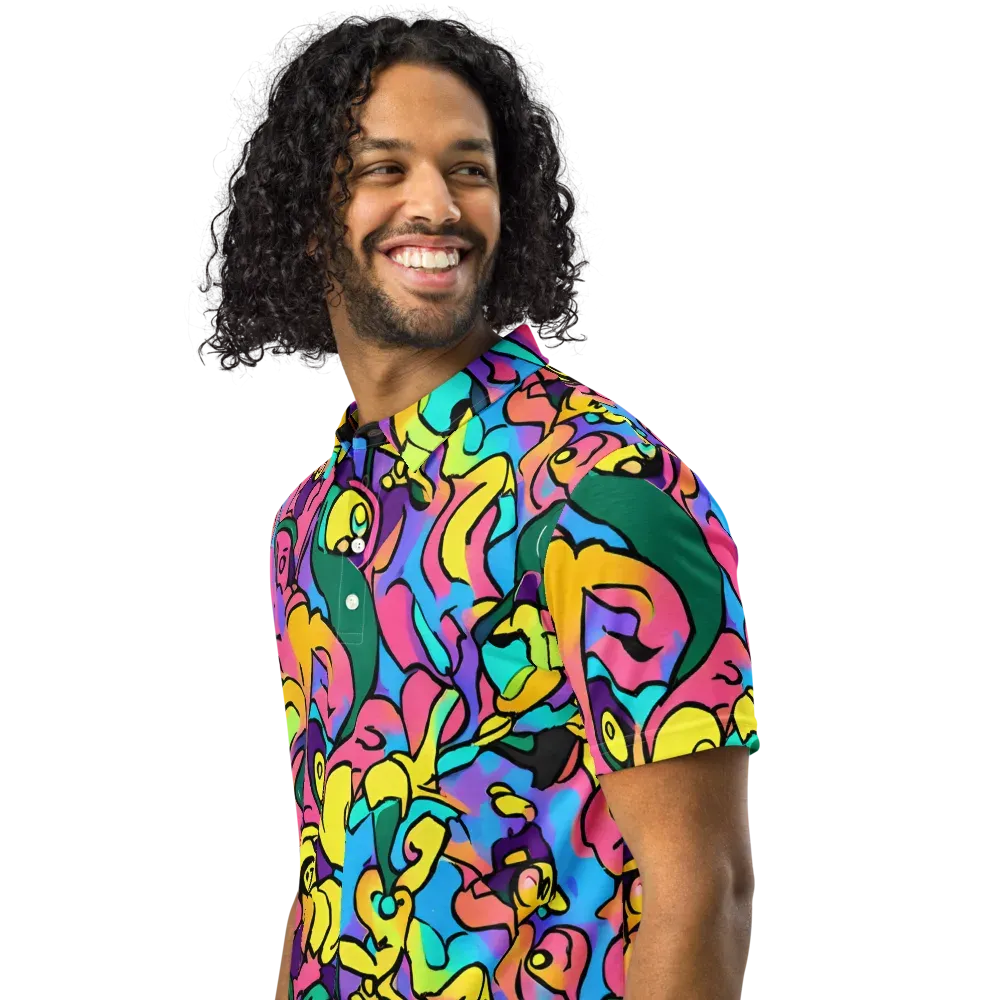 Chromatic Mischief on Men's Slim Fit Polo Shirt — Left Front