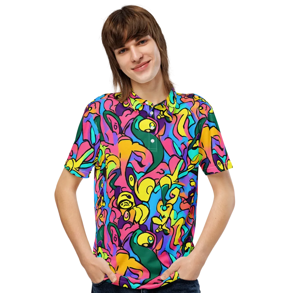 Chromatic Mischief on Men's Slim Fit Polo Shirt — Front