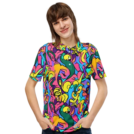 Chromatic Mischief on a Men's Slim Fit Polo Shirt