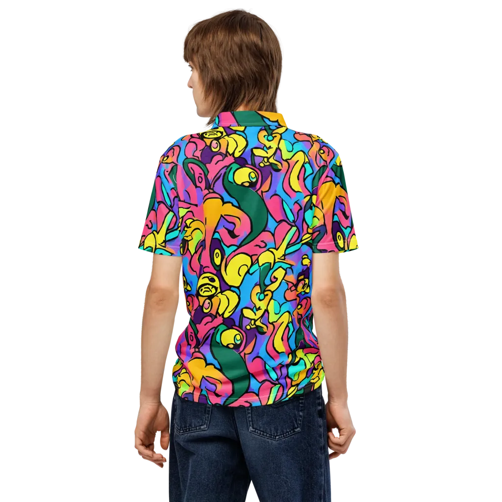 Chromatic Mischief on Men's Slim Fit Polo Shirt — Back