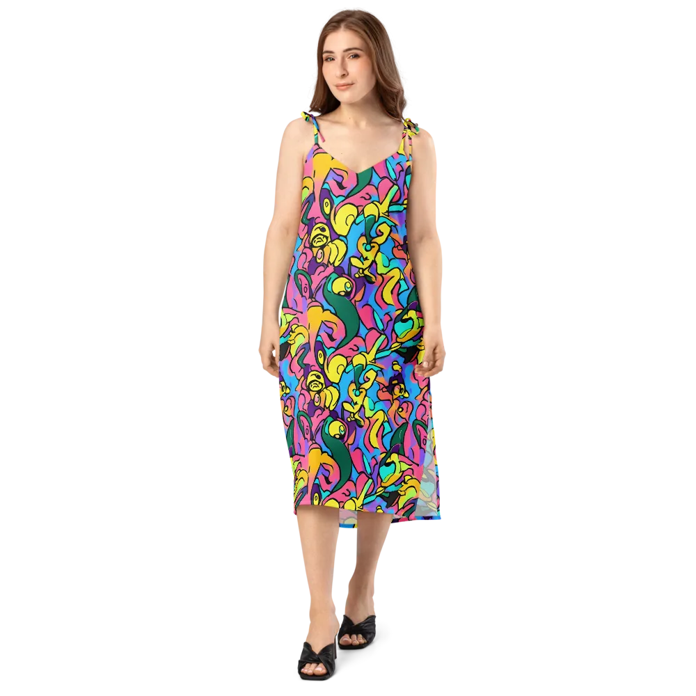 Chromatic Mischief on Slip Dress — Front
