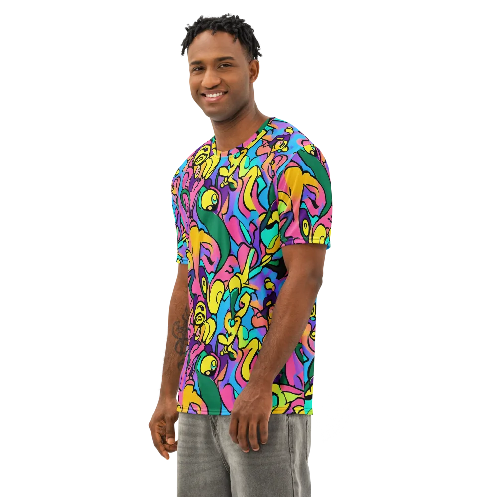 Chromatic Mischief on Men's Cotton Crew Neck T-Shirt — Left Front