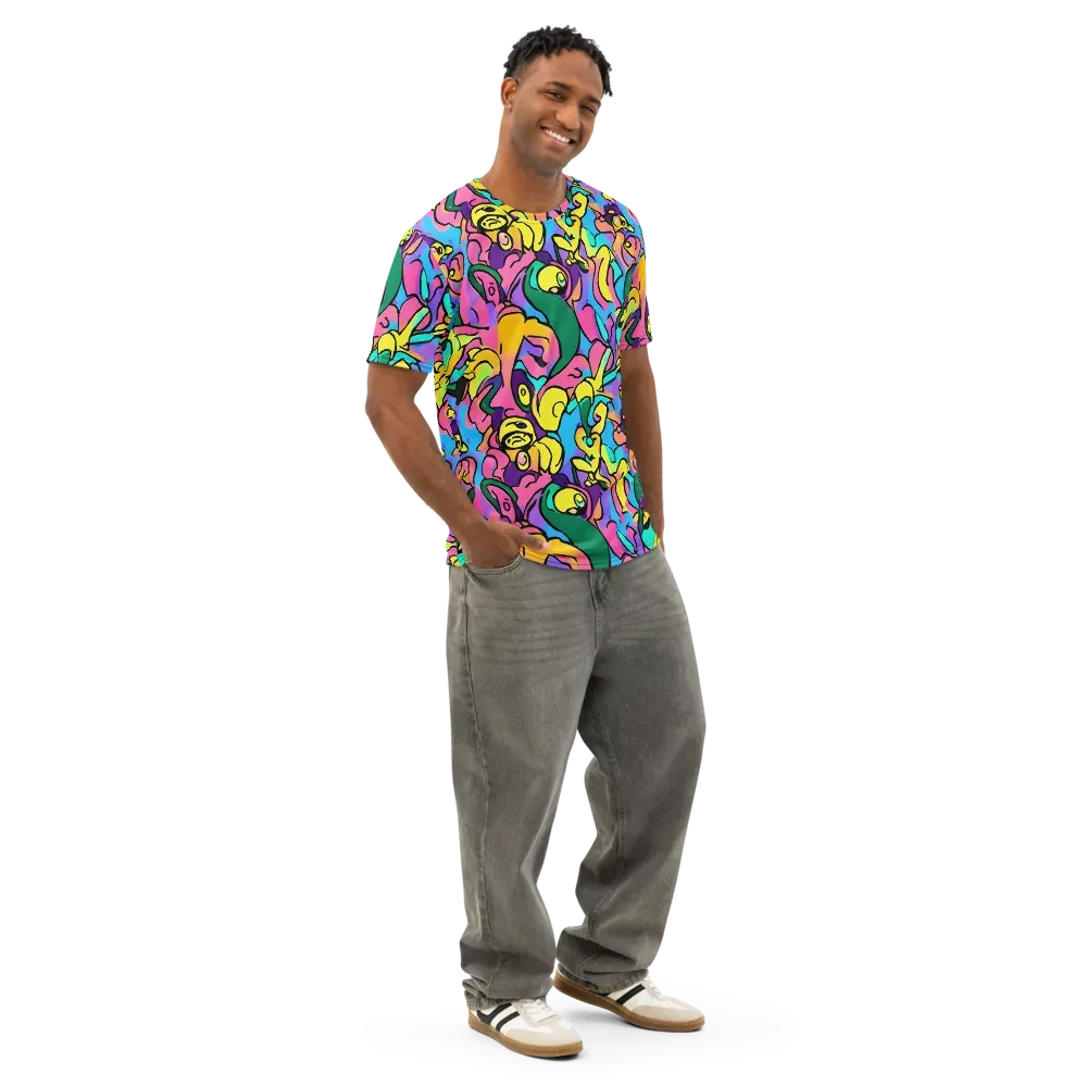 Chromatic Mischief on Men's Cotton Crew Neck T-Shirt — Right Front
