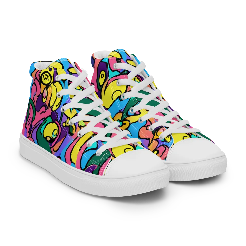 Chromatic Mischief on Men's High Top Canvas Shoes — Right Front