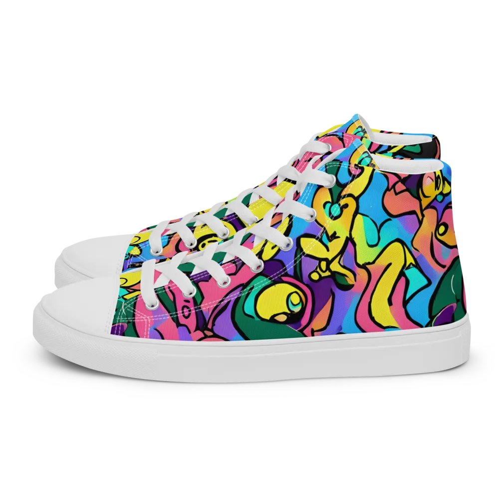 Chromatic Mischief on Men's High Top Canvas Shoes — Left