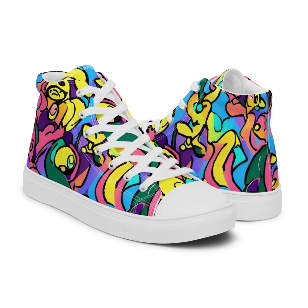 Chromatic Mischief on Men's High Top Canvas Shoes — Right