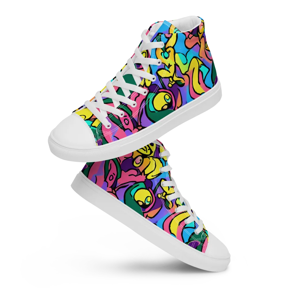 Chromatic Mischief on Men's High Top Canvas Shoes — Front