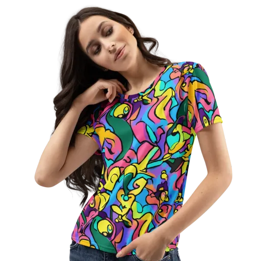 Chromatic Mischief on a Women's Crew Neck T-Shirt