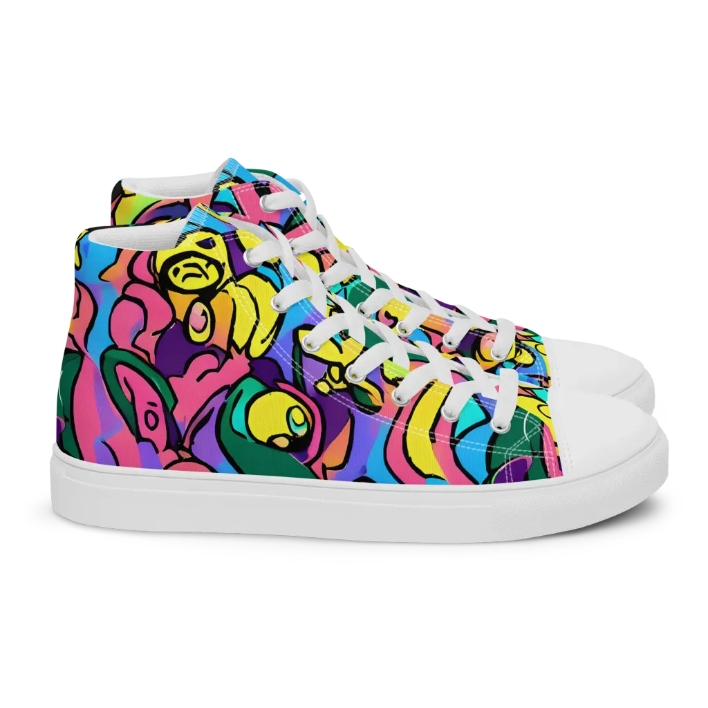 Chromatic Mischief on Women's High Top Canvas Shoes — Right