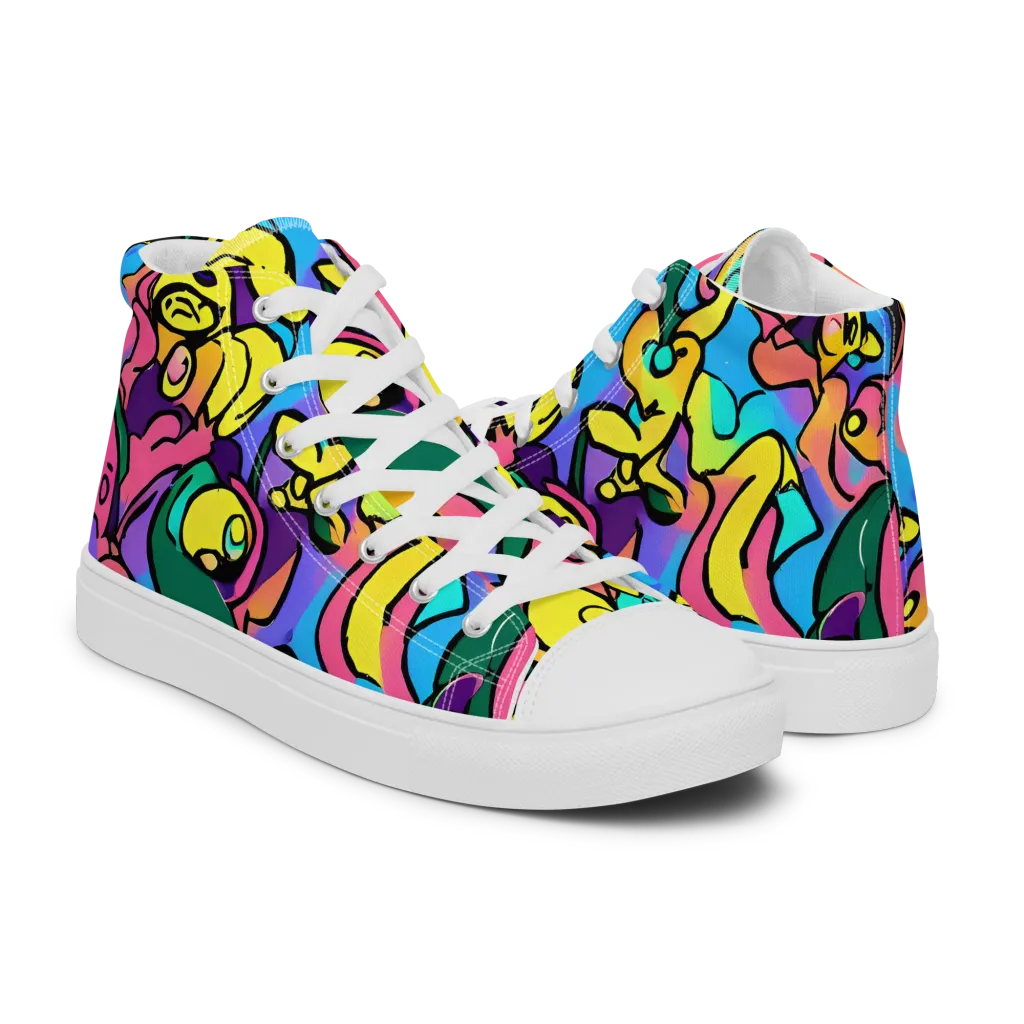 Chromatic Mischief on Women's High Top Canvas Shoes — Right