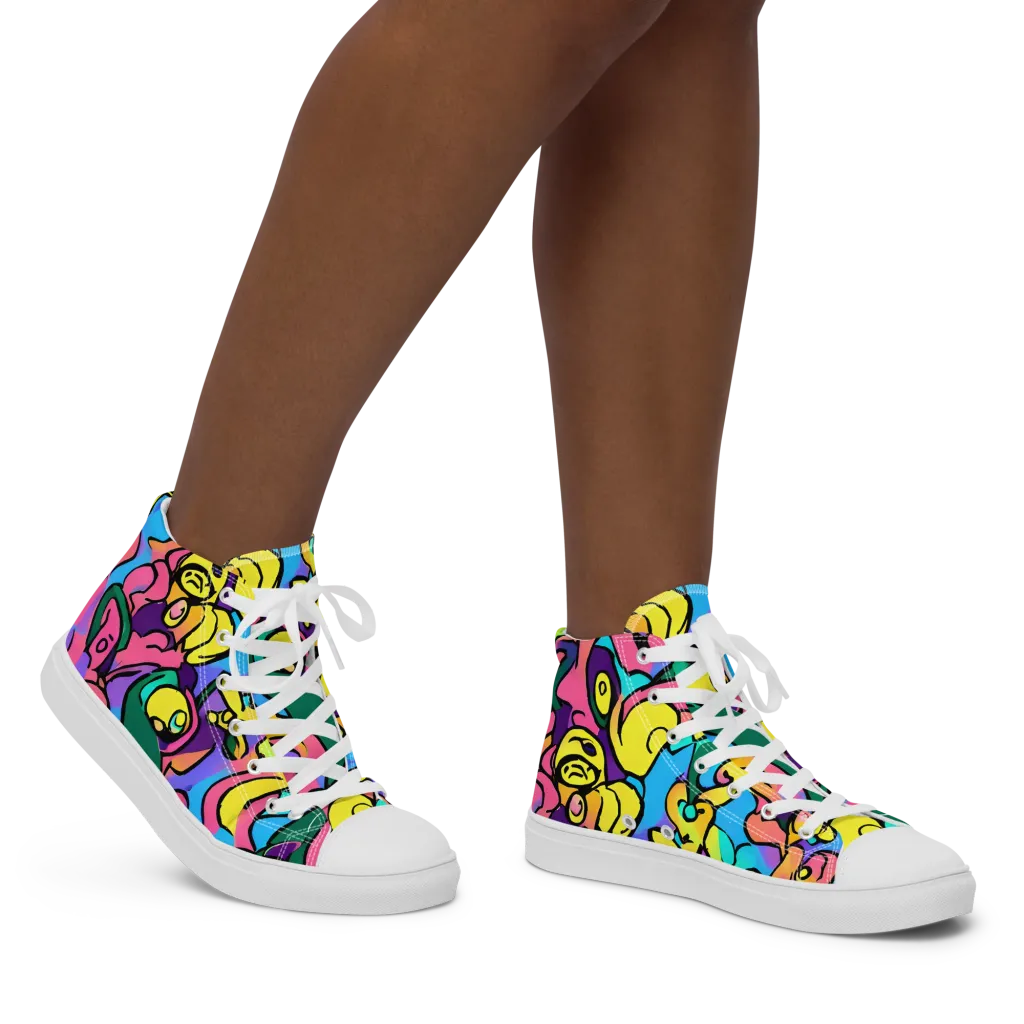 Chromatic Mischief on Women's High Top Canvas Shoes — Right