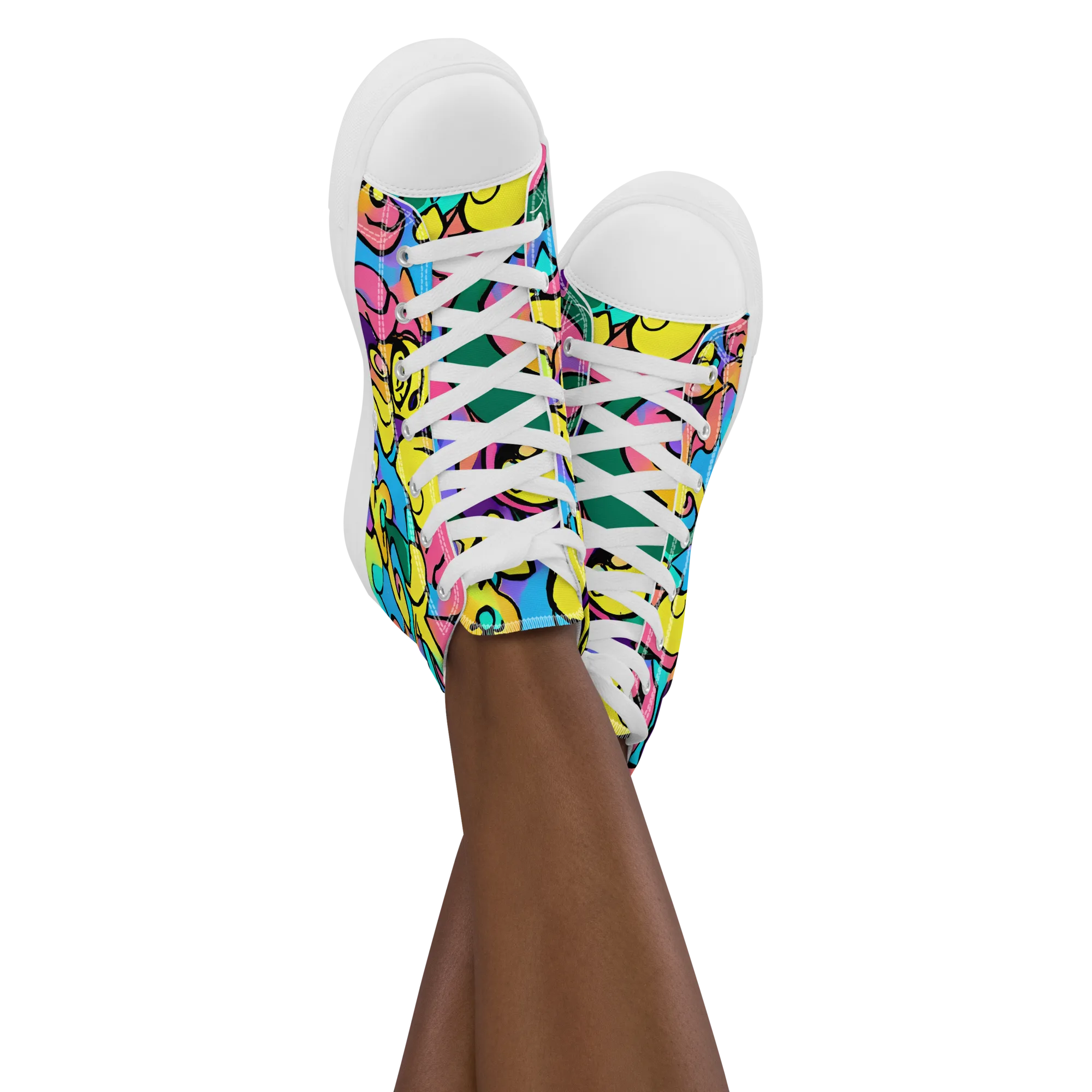 Chromatic Mischief on Women's High Top Canvas Shoes — Front