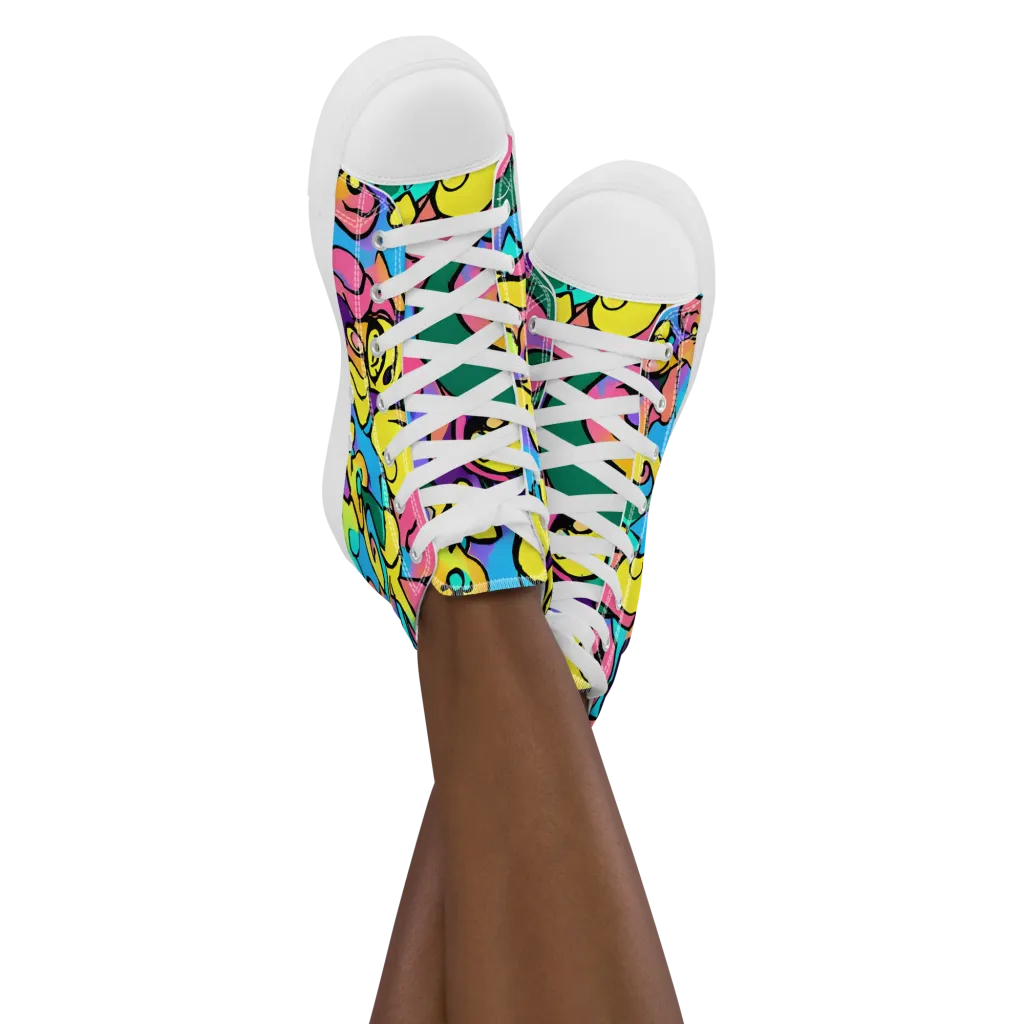Chromatic Mischief on Women's High Top Canvas Shoes — Front