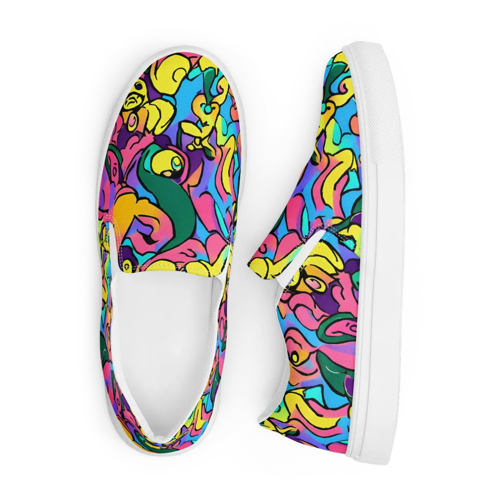 Chromatic Mischief on Men's Slip-On Canvas Shoes — Front