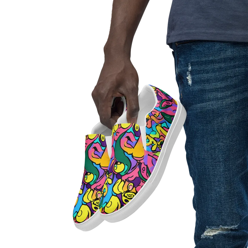 Chromatic Mischief on Men's Slip-On Canvas Shoes — Left Front