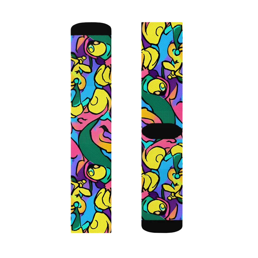 Chromatic Mischief on Socks — Right Sock
