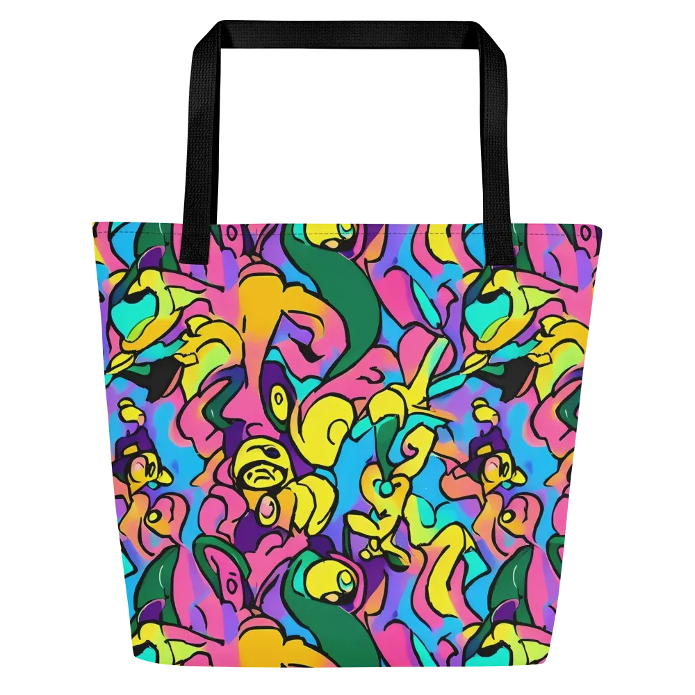 Chromatic Mischief on Large Tote Bag W/ Pocket — Front