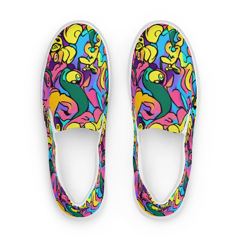 Chromatic Mischief on Women's Slip-On Canvas Shoes — Front