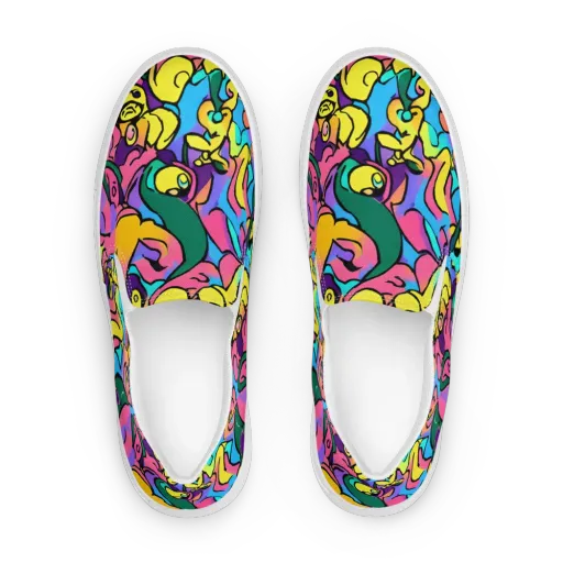 Chromatic Mischief on a Women's Slip-On Canvas Shoes