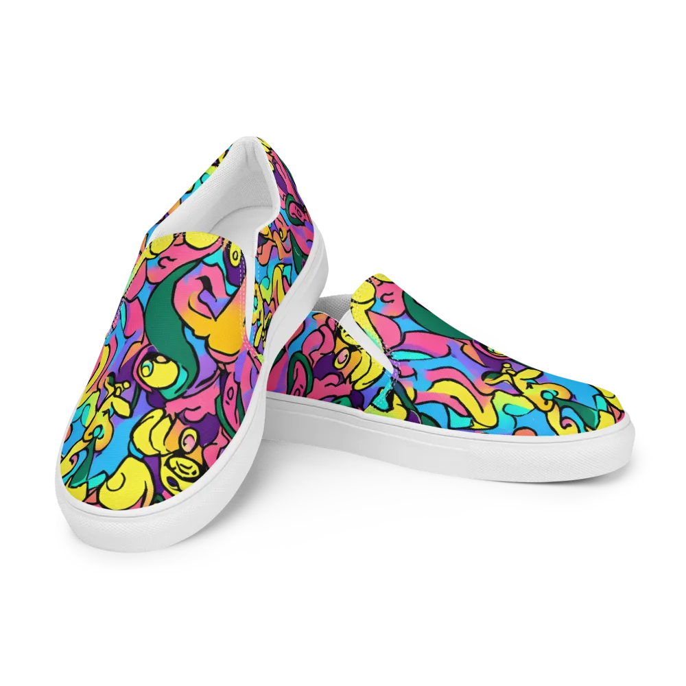 Chromatic Mischief on Women's Slip-On Canvas Shoes — Left Front