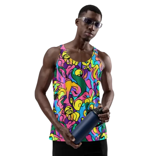 Chromatic Mischief on a Men's Tank Top