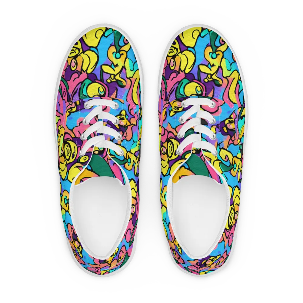 Chromatic Mischief on Men's Lace-Up Canvas Shoes — Front