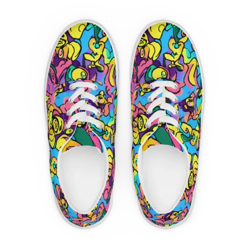 Chromatic Mischief Men's Lace-Up Canvas Shoes on model