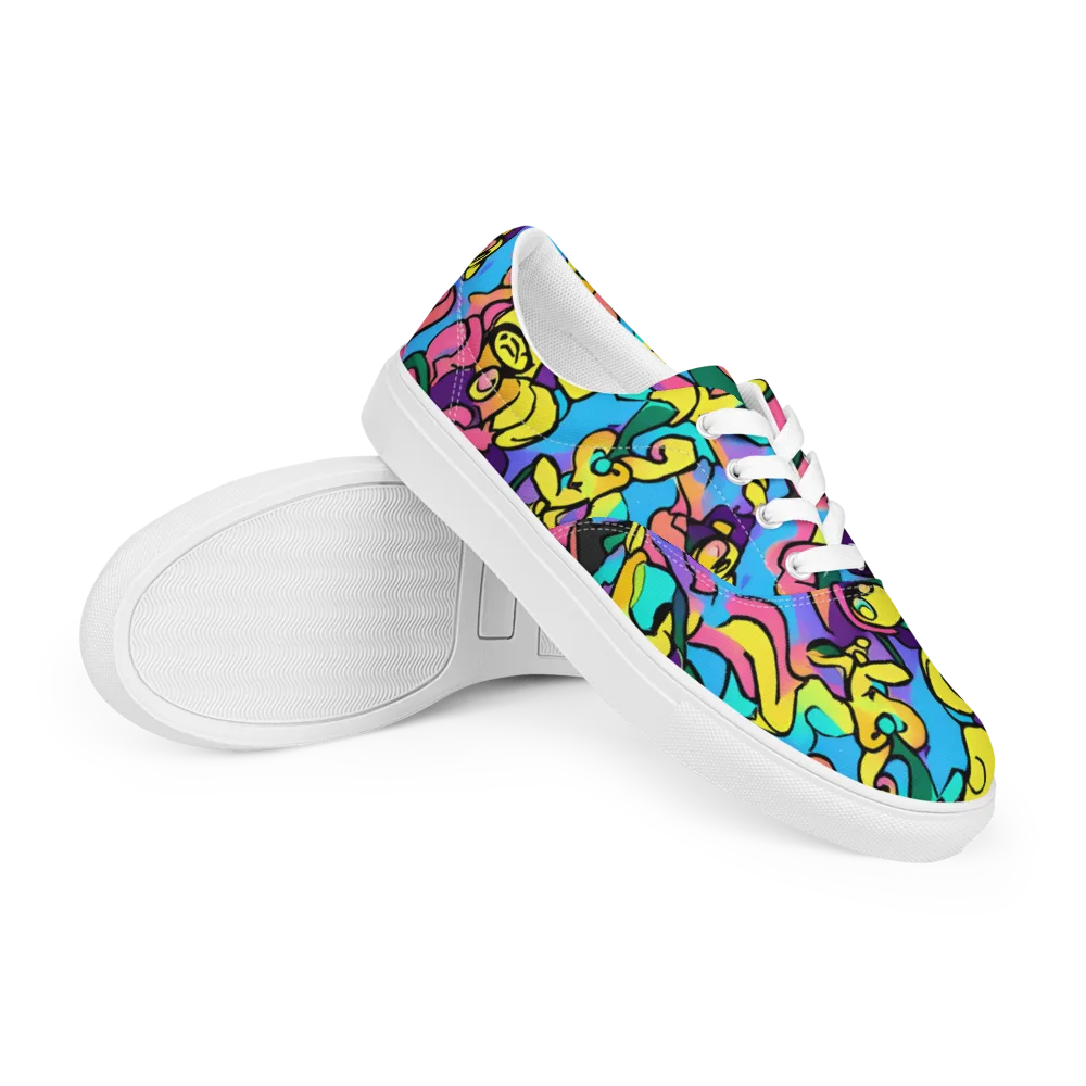 Chromatic Mischief on Men's Lace-Up Canvas Shoes — Right Front